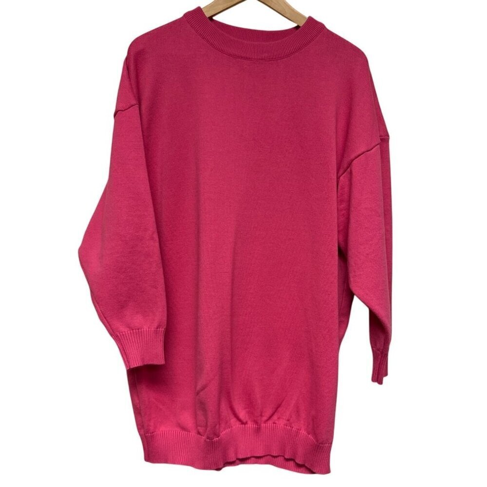 Fashion Nova Women's Sweatshirt Barbiecore Pink Crewneck Longer Tunic Medium